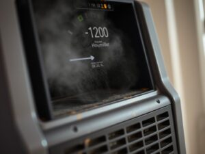 Dehumidifier working in a humid West Palm Beach home after water damage